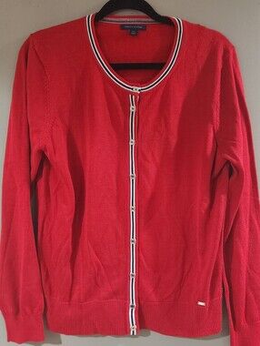 Tommy Hilfiger red cardigan sz L